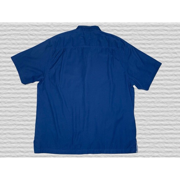 Tommy Bahama Silk Blend Short Sleeve Shirt Mens XL Navy Blue Camp Button Front - Picture 2 of 7